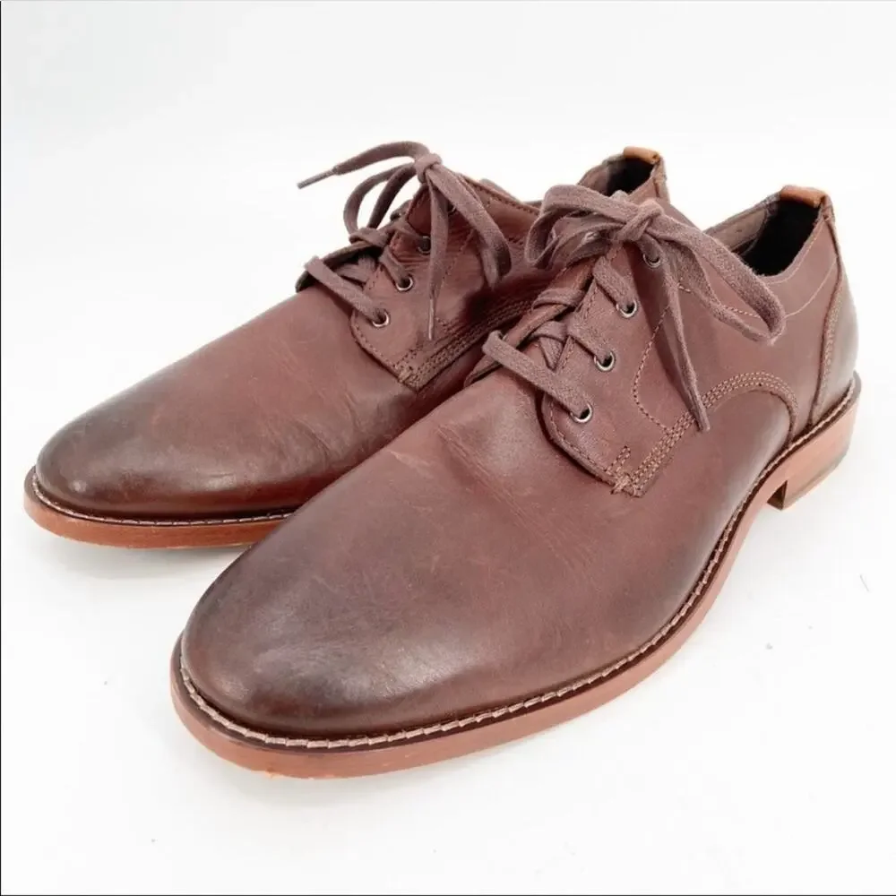 MENS COLE HAAN Dark Brown Mahogany Feathercraft Grand Blucher Oxford Lace Up 9